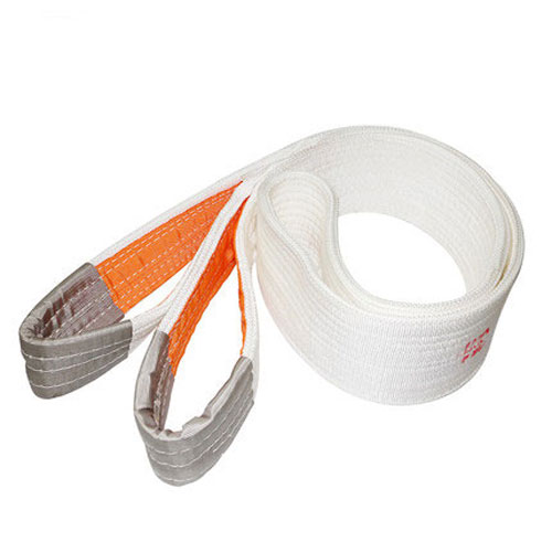 White Flat Lifting Belt Double Buckle Webbing Sling Hang Rope Crane Lifting Sling Belt 3 Ton 5 Ton Trailer Sling