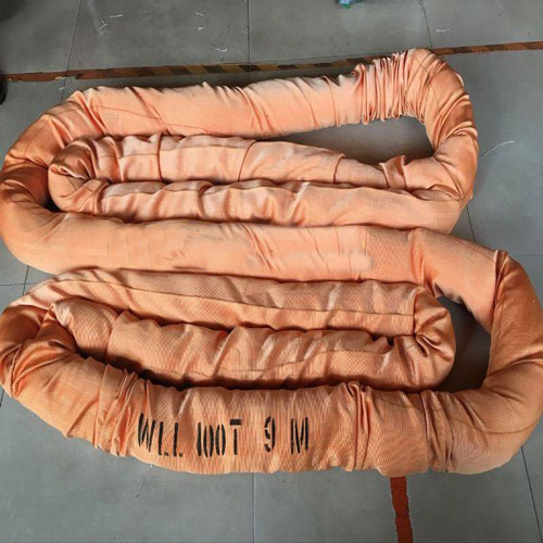 Orange 8:1 100 Tonne Polyester Round Sling , 120mm Heavy Duty Straps For Lifting Large equipment