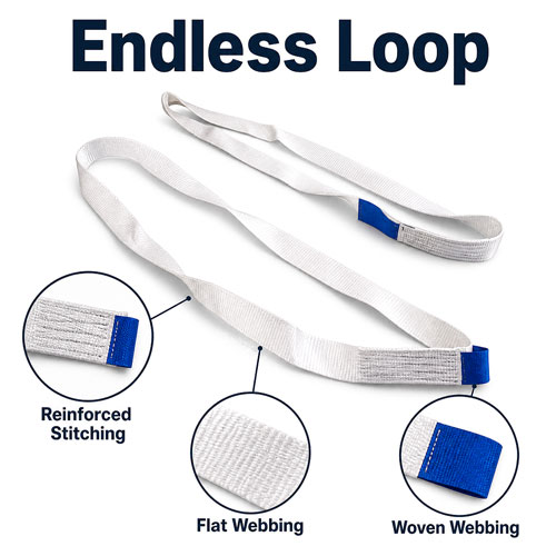 1Ton White Endless Polyester Flat Webbing Sling